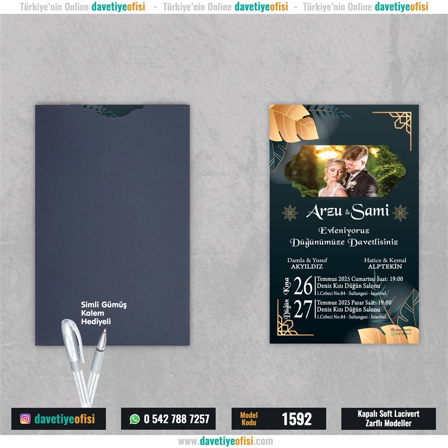 1592kaplacivert 1000 Adet Kapalı Lacivert Zarflı Model-1592 - Görsel 1