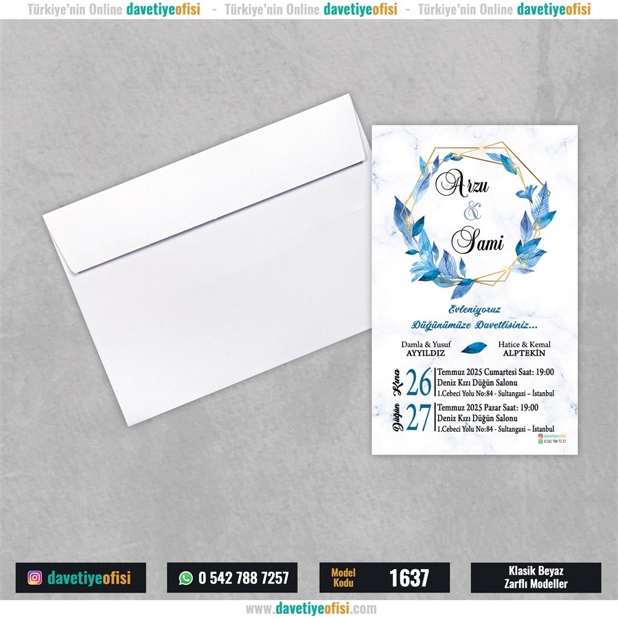 1637beyaz 1000 Adet Beyaz Zarflı Model-1637 - Görsel 1