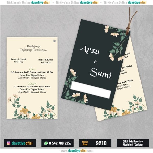 1000 Adet Çiftli-İkiz Davetiye Model-9210