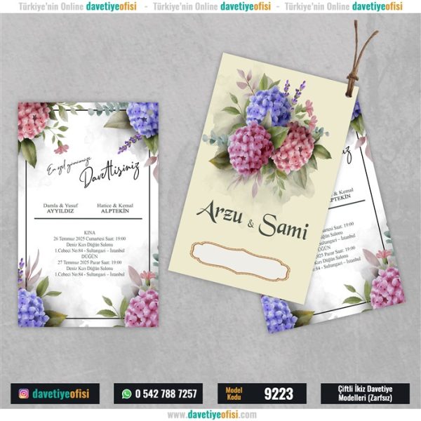 1000 Adet Çiftli-İkiz Davetiye Model-9223