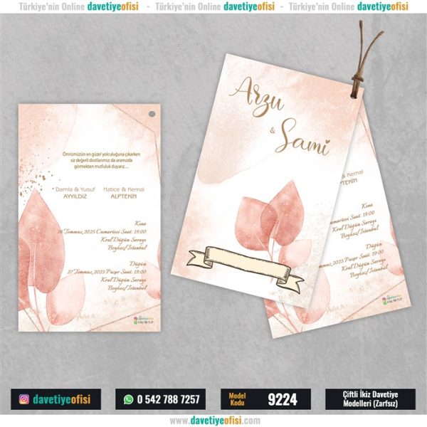 1000 Adet Çiftli-İkiz Davetiye Model-9224