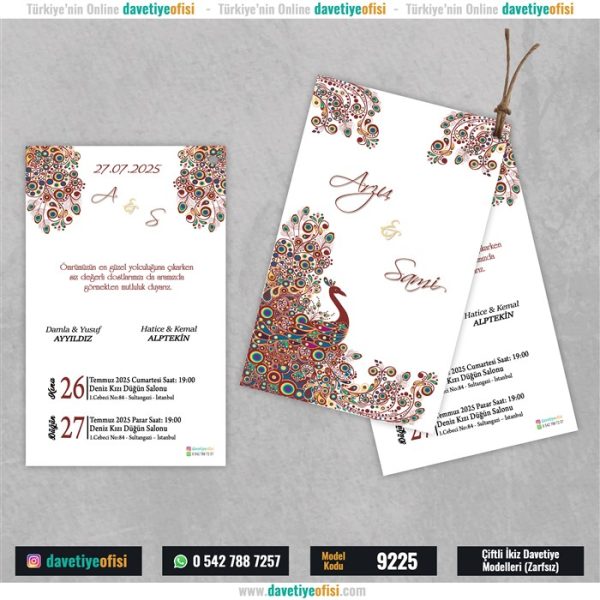 1000 Adet Çiftli-İkiz Davetiye Model-9225