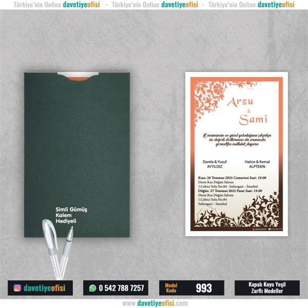 1000 Adet Kapalı Yeşil Zarflı Model-993