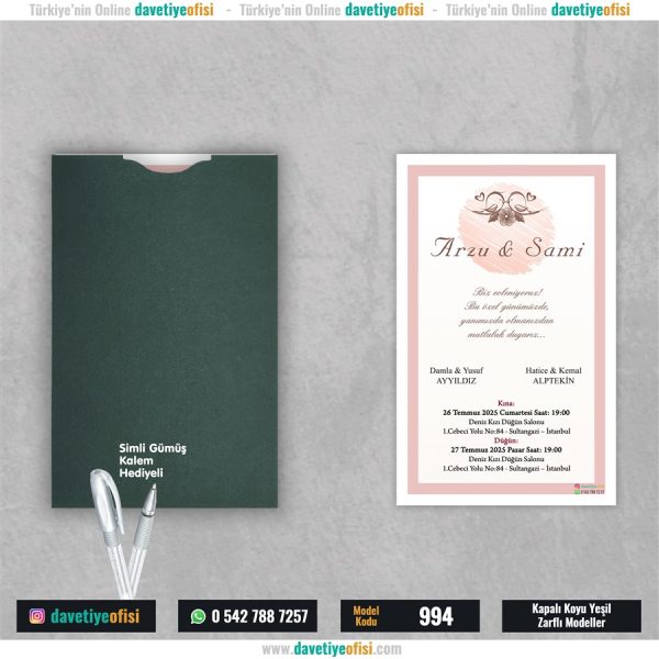 1000 Adet Kapalı Yeşil Zarflı Model-994