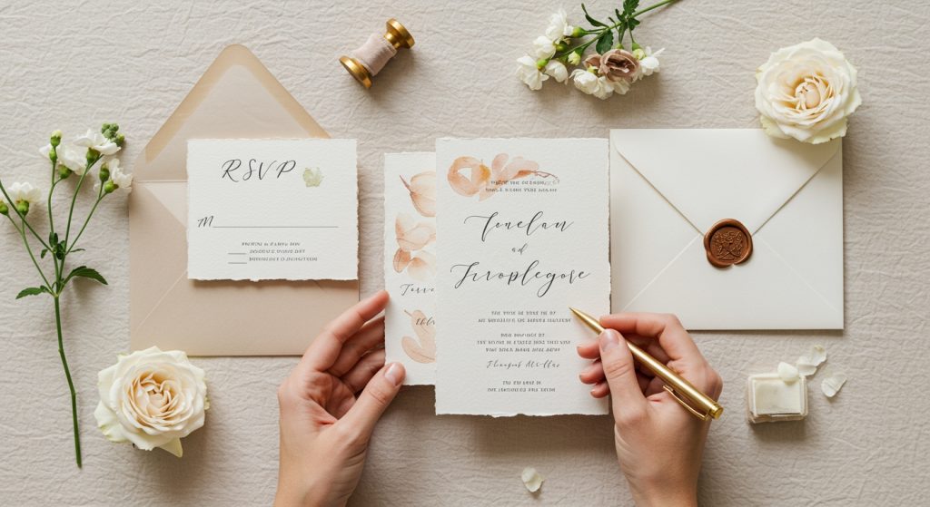 Gönderim öncesi bir davetiye kontrol listesi ile davetiyeyi inceleyen bir kişi.