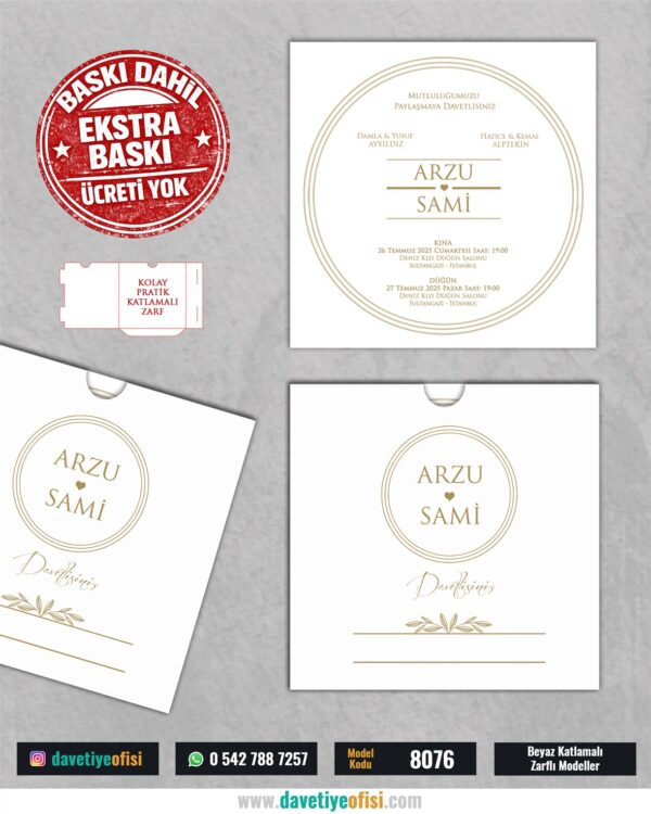 1000 Adet Kare Zarflı Baskılı Model-8076G