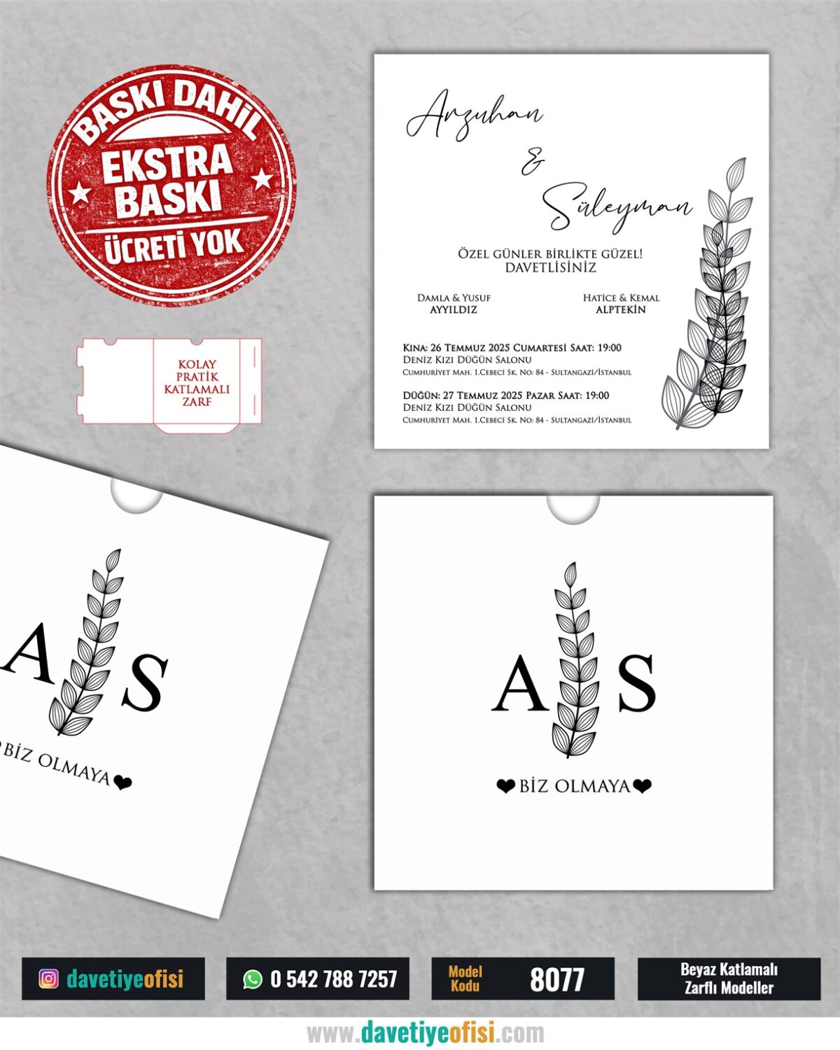 1000 Adet Kare Zarflı Baskılı Model-8077S - Görsel 1