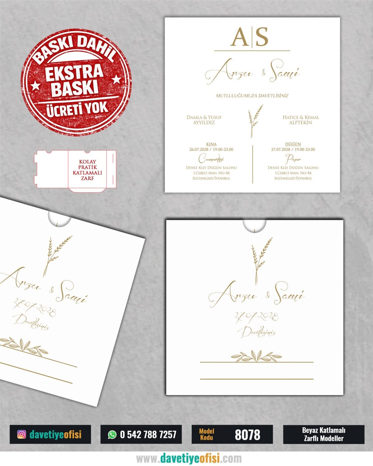 1000 Adet Kare Zarflı Baskılı Model-8078G - Görsel 1