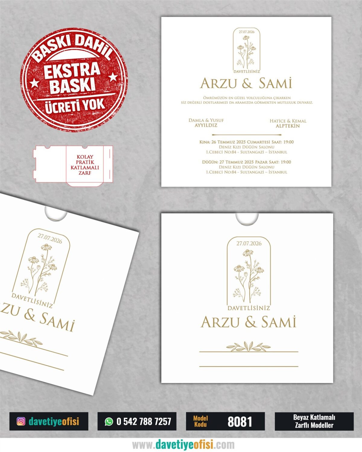 1000 Adet Kare Zarflı Baskılı Model-8081G - Görsel 1