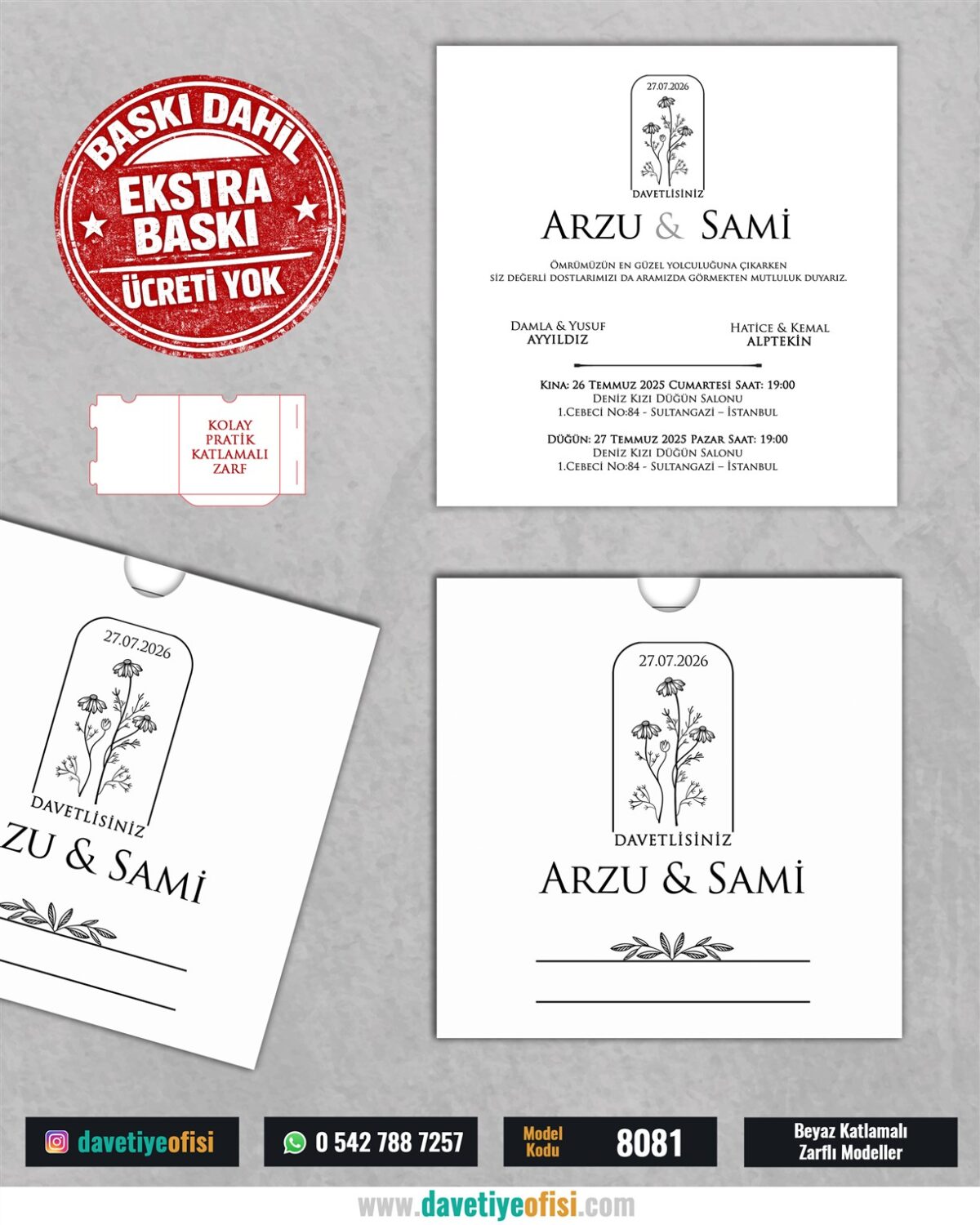 1000 Adet Kare Zarflı Baskılı Model-8081S - Görsel 1