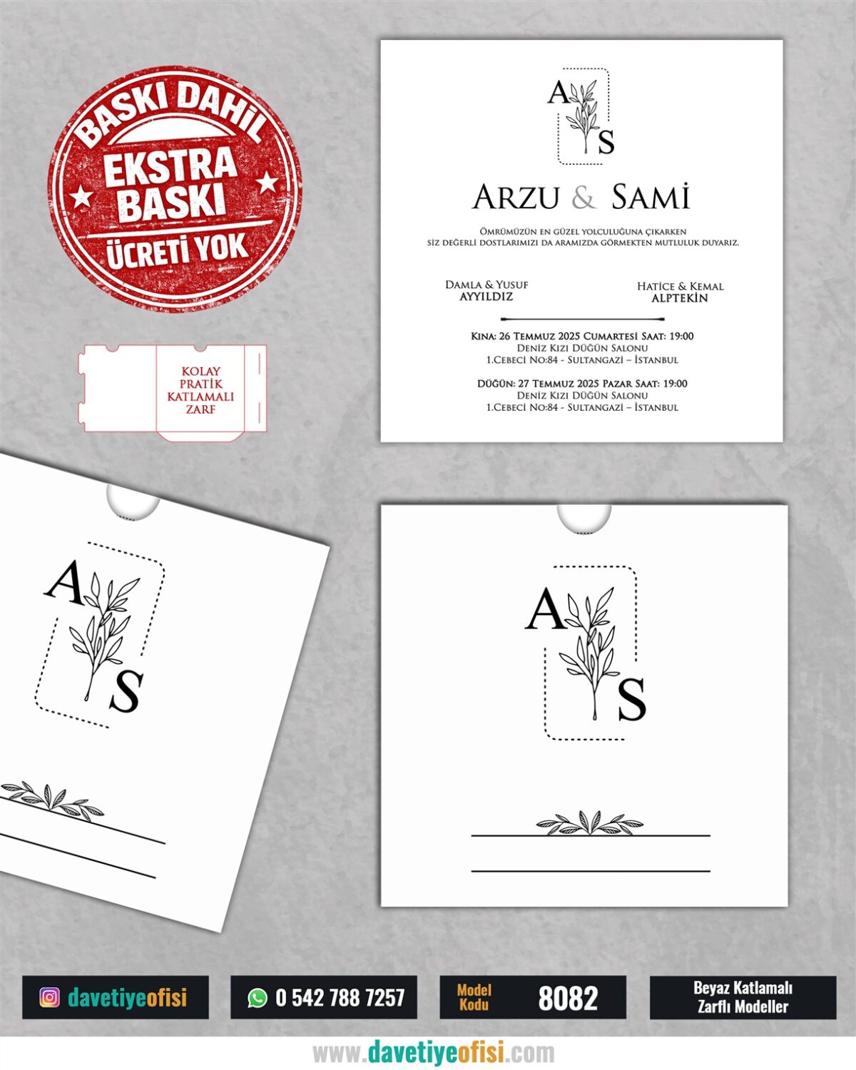 1000 Adet Kare Zarflı Baskılı Model-8082S - Görsel 1