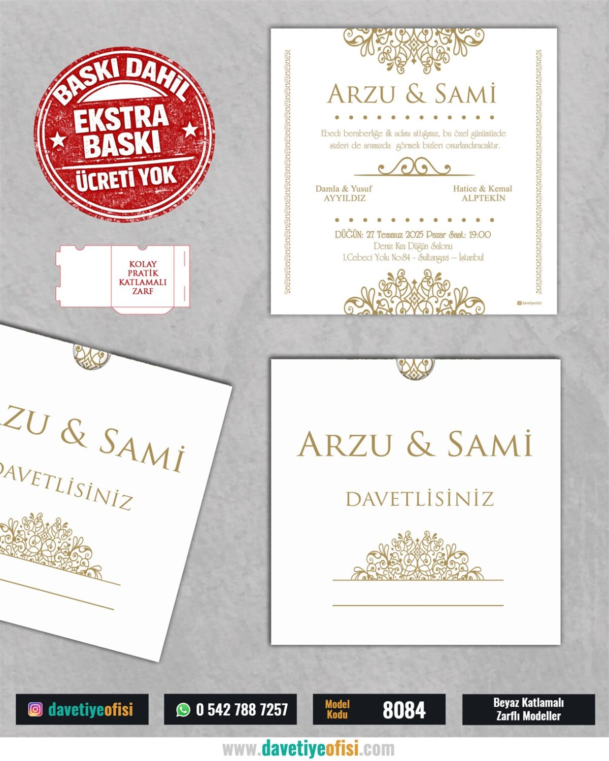 1000 Adet Kare Zarflı Baskılı Model-8084 - Görsel 1