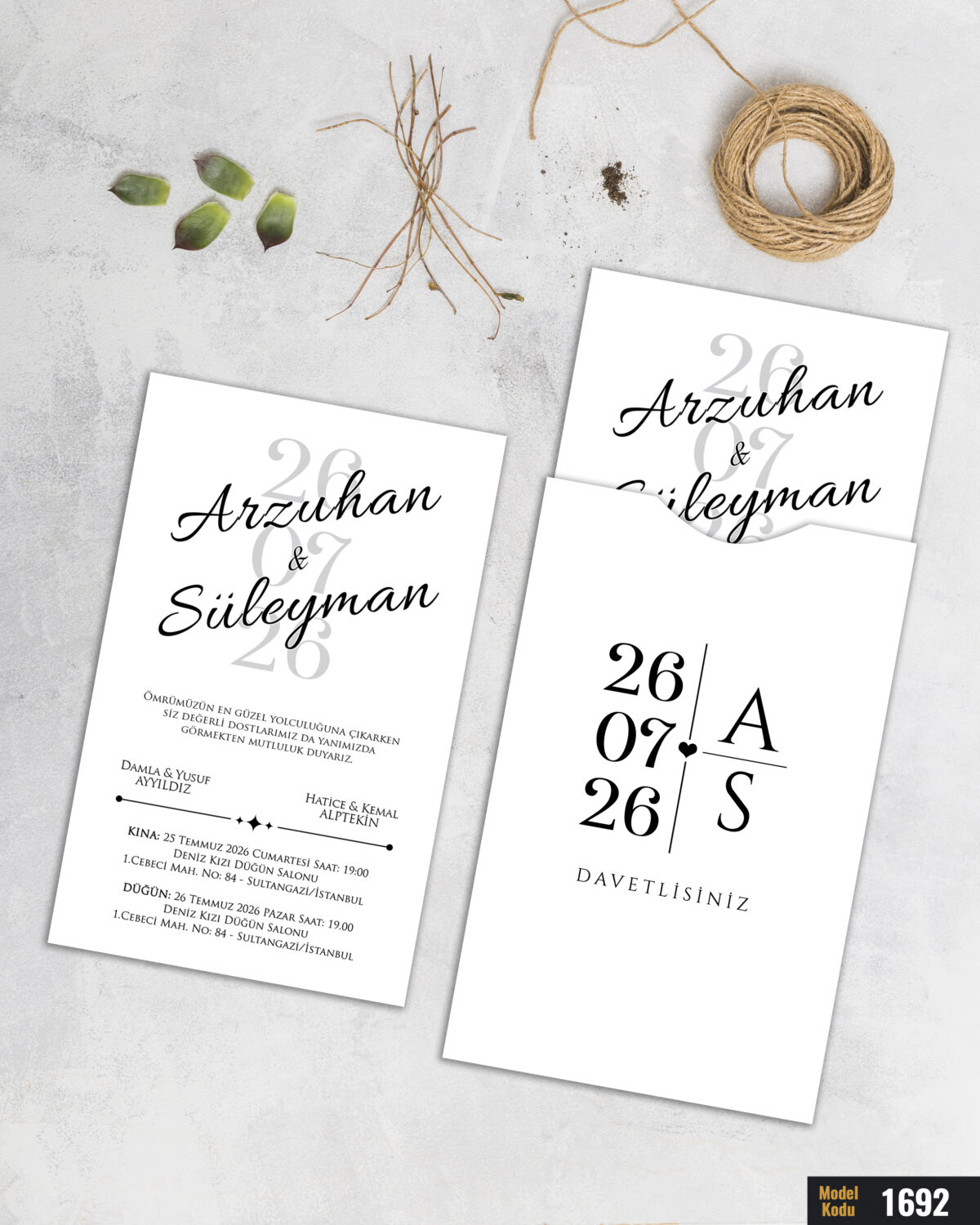 1000 Adet Dik Beyaz Zarf Baskılı Model-1692 - Görsel 1