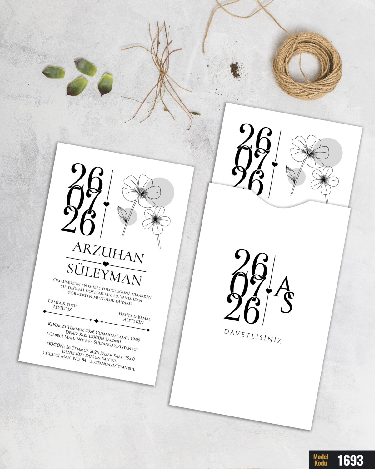 1000 Adet Dik Beyaz Zarf Baskılı Model-1693 - Görsel 1