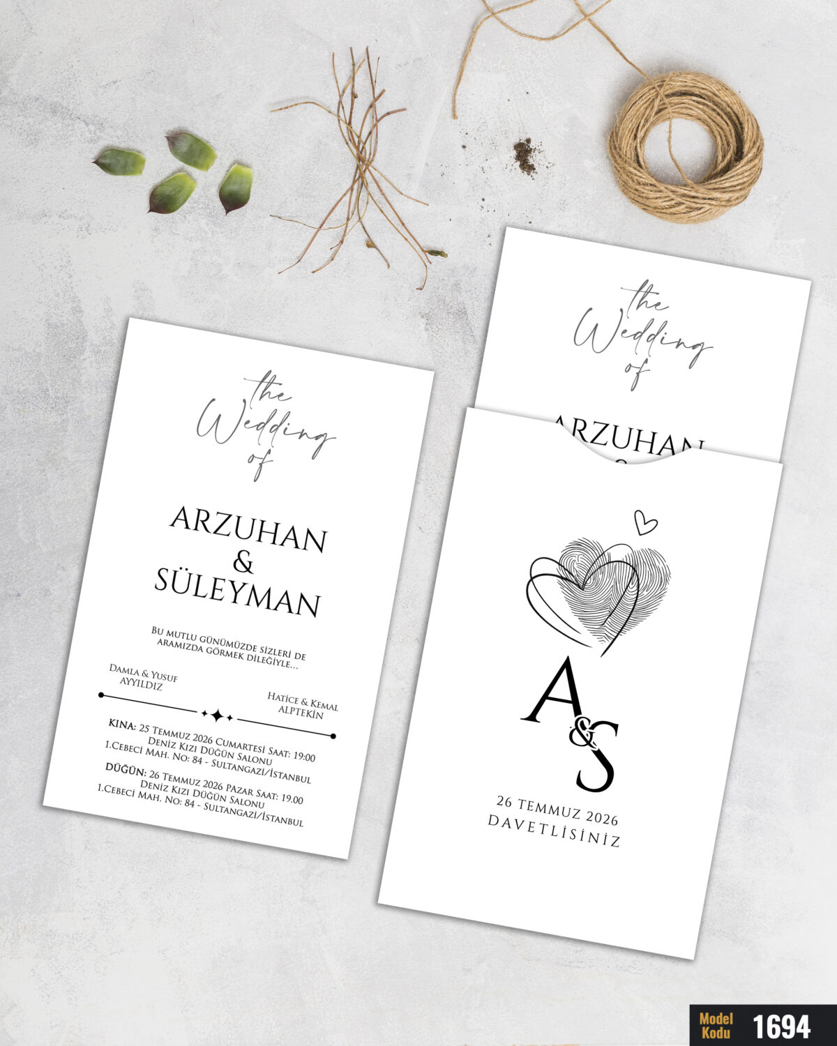 1000 Adet Dik Beyaz Zarf Baskılı Model-1694 - Görsel 1