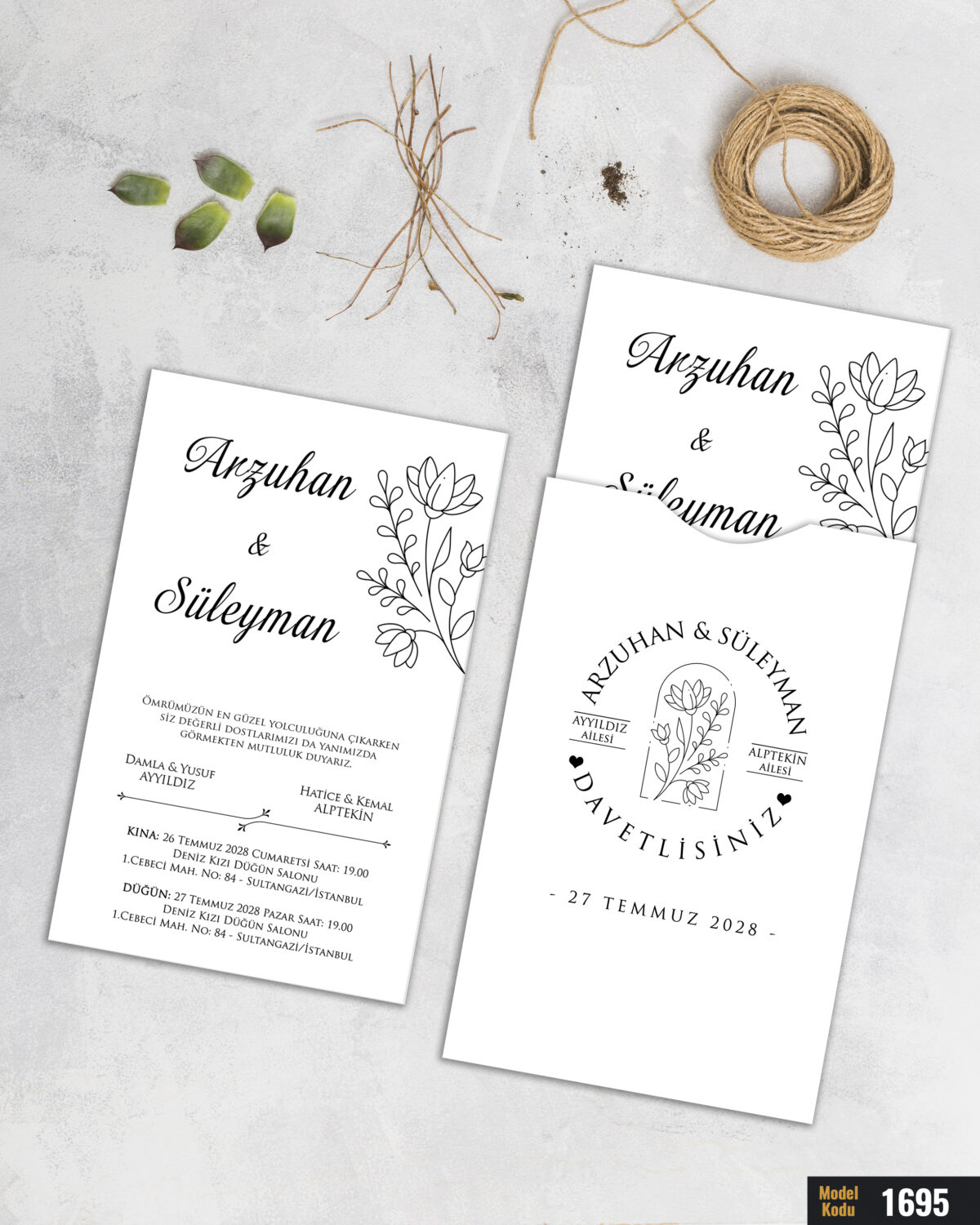 1000 Adet Dik Beyaz Zarf Baskılı Model-1695 - Görsel 1