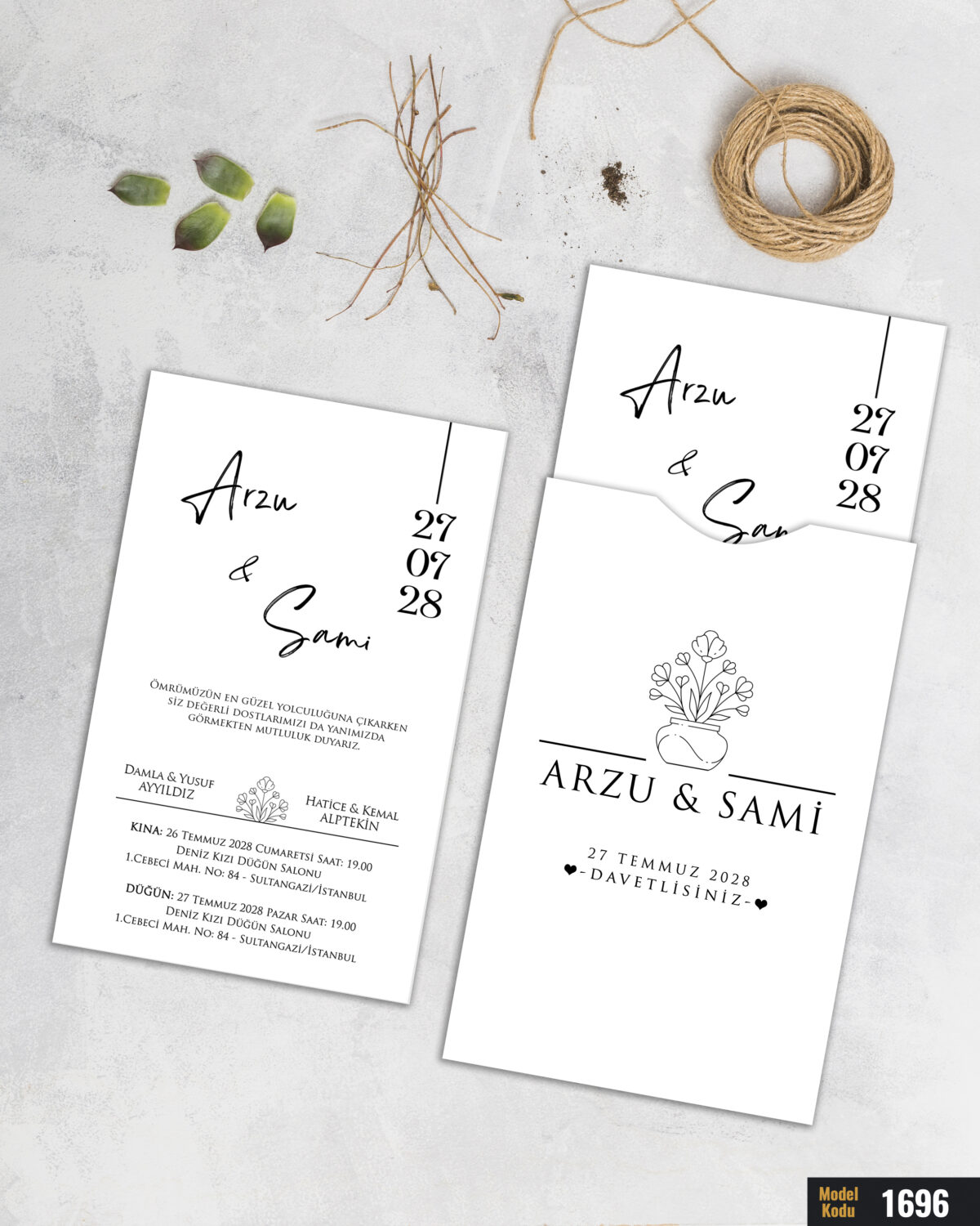 1000 Adet Dik Beyaz Zarf Baskılı Model-1696 - Görsel 1