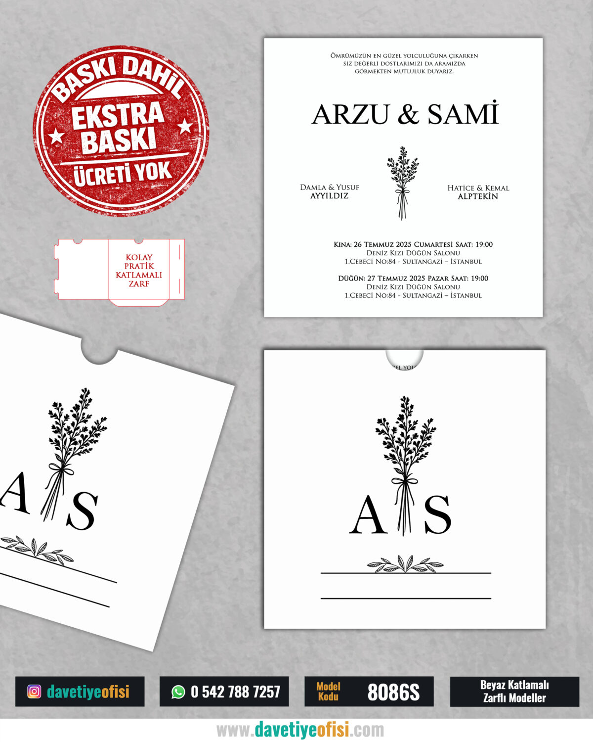 1000 Adet Kare Zarflı Baskılı Model-8086S - Görsel 1