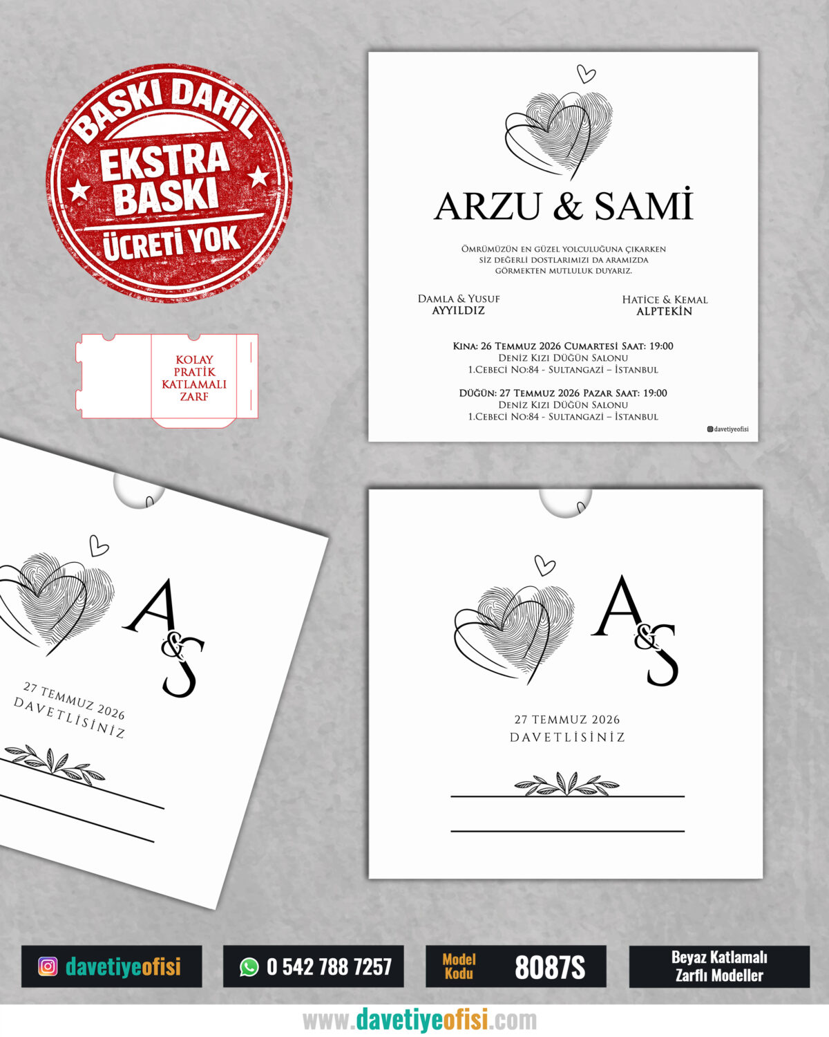 1000 Adet Kare Zarflı Baskılı Model-8087S - Görsel 1