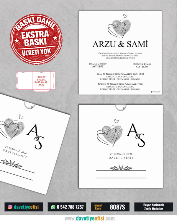 1000 Adet Kare Zarflı Baskılı Model-8087S